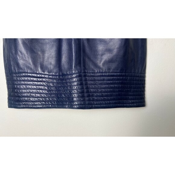 CLAUDE MONTANA LEATHER RIBBED HEM PUNK 80'S MINI SKIRT 24 - Picture 4 of 5